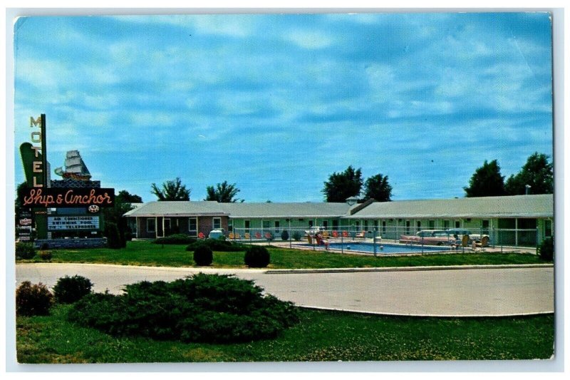 c1960's Motel Ship & Anchor Cars Swimming Pool Springfield Missouri MO Postcard