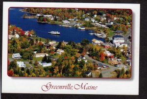 ME Aerial View Moosehead Lake Greenville Maine Postcard Steamer Katahdin