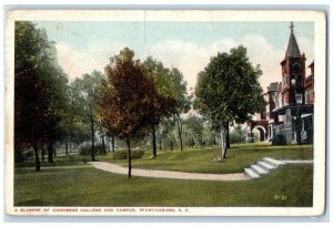 1917 Glimpse Converse College Campus Spartanburg North Carolina Vintage Postcard