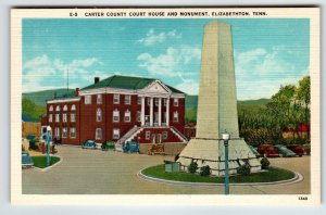 Carter County Court House Momument Elizabethon Tennessee Postcard Linen Unposted