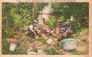 Vintage Postcard A Typical Moonshine Still in the Heart of the Mountains Hunters