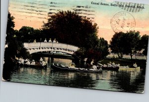 Michigan Detroit Belle Isle Canal Scene 1914 Curteich