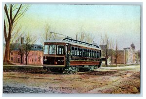 c1910 Erie Street Trolley Streetcar Mayville NY Chautauqua Traction Co. Postcard 