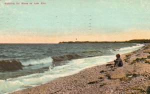 Vintage Postcard 1911 Watching the Waves on Lake Erie Cleveland Ohio CNC Pub.