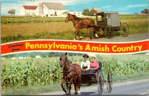 Pennsylvania Amish Country Greetings Family Carriage & Courting Buggy