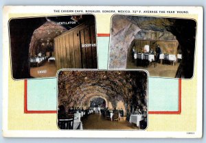 Sonora Mexico Postcard Multiview of The Cavern Cafe Nogales c1940's Vintage