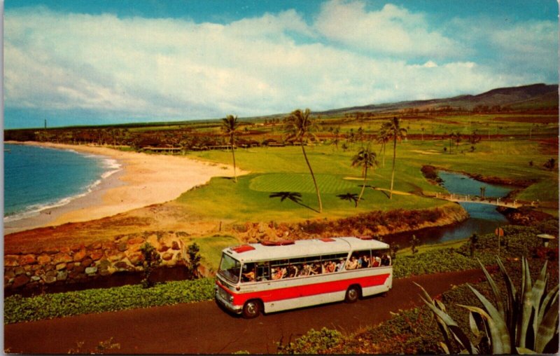 Sweeping Kaanapali Beach and Royal Kaanapali Golf Course Maui Island Tour Bus