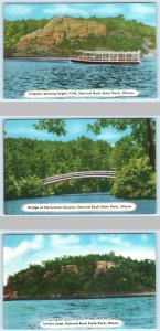 3 Postcards STARVED ROCK STATE PARK, IL~ Iroquois LOVERS LEAP Horseshoe Canyon