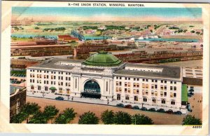 Postcard TRAIN STATION SCENE Winnipeg Manitoba MB AN8942