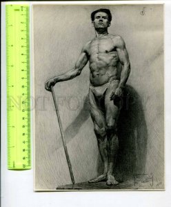 400441 USSR Khohlov Nude man examination sketch Repin Institute of Art old photo