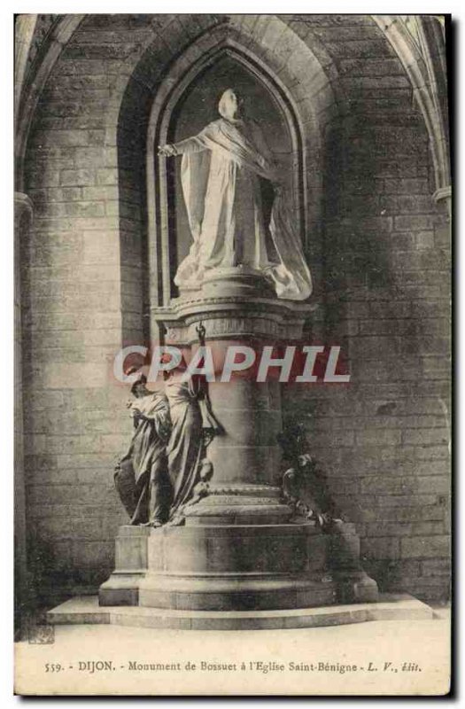 Old Postcard From Bossuet Dijon Monument At I & # 39Eglise Saint Benigne