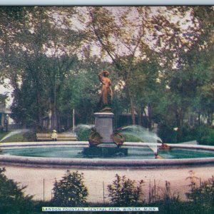 c1900s Winona, Minn Landon Fountain Central Park Wenonah Indian Princess MN A226