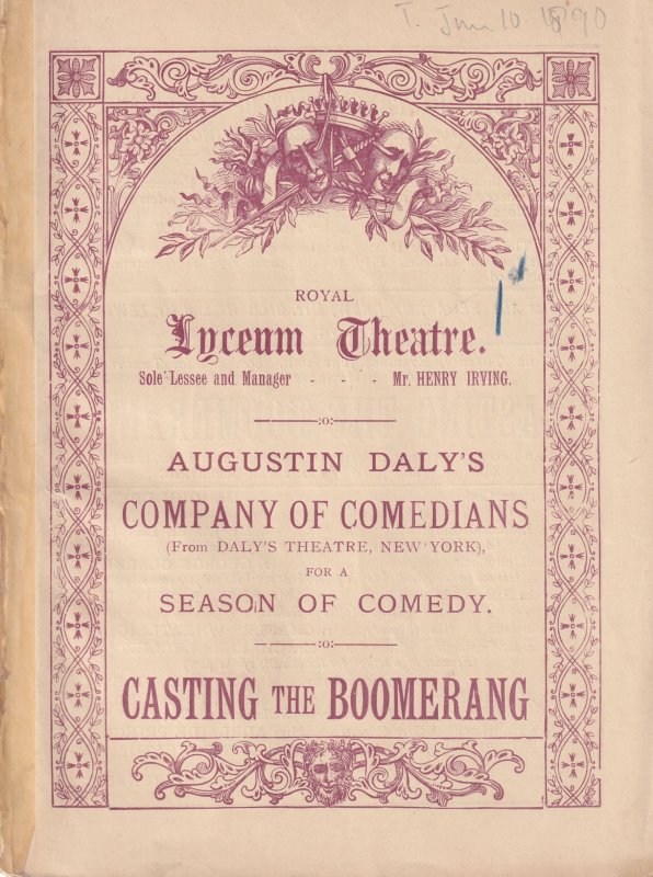 Casting The Boomerang Victorian Comedians Comedy London Theatre Programme