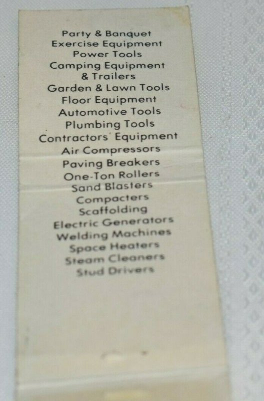 Things to Rent for Every Event Rhode Island 20 Strike Matchbook Cover