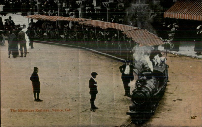 Miniature RR Train Railway Amusement Venice CA c1910 Postcard