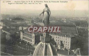 Postcard Old Lyon Ancient Church of N D Fourviere Statue of the Immaculate Co...