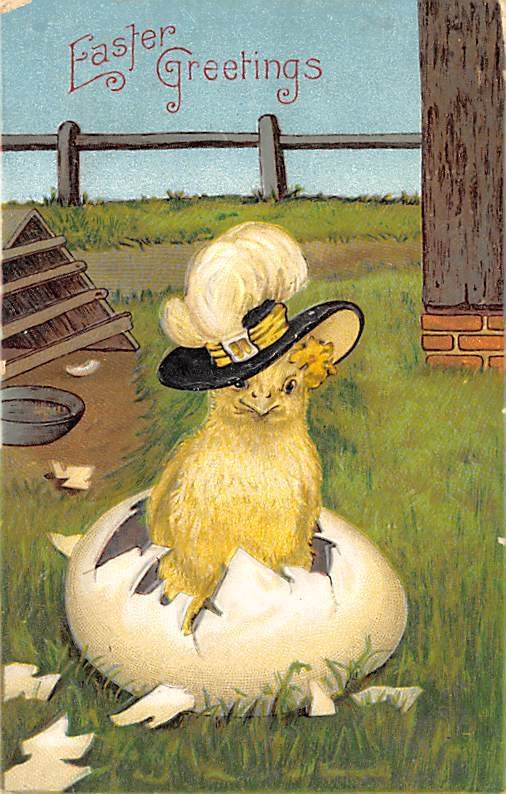 Easter Greetings Chicken 1909 