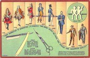 New York NY Twin Brand Razors & Shears Curt Teich linen Postcard