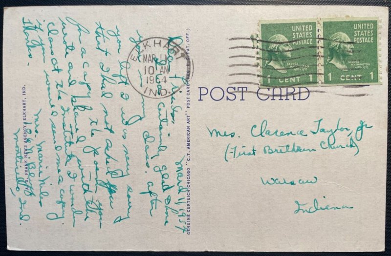 Vintage Postcard 1954 Island Park Bridge, Elkhart, Indiana (IN)