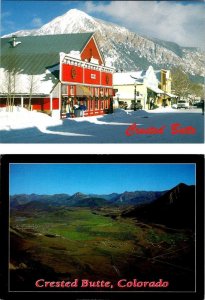 2~4X6 Postcards Crested Butte, Colorado ELK AVENUE STREET SCENE~Oscar's & AERIAL