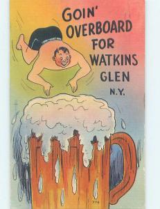 Comic Man Jumps In Big Glass Of Beer In Watkins Glen New York New York NY HL3469