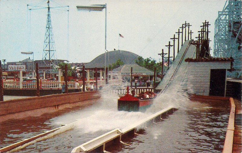 AMUSEMENT PARK Nantasket Beach MA, 1960s Chrome, Paragon Park, Water Slide Ride