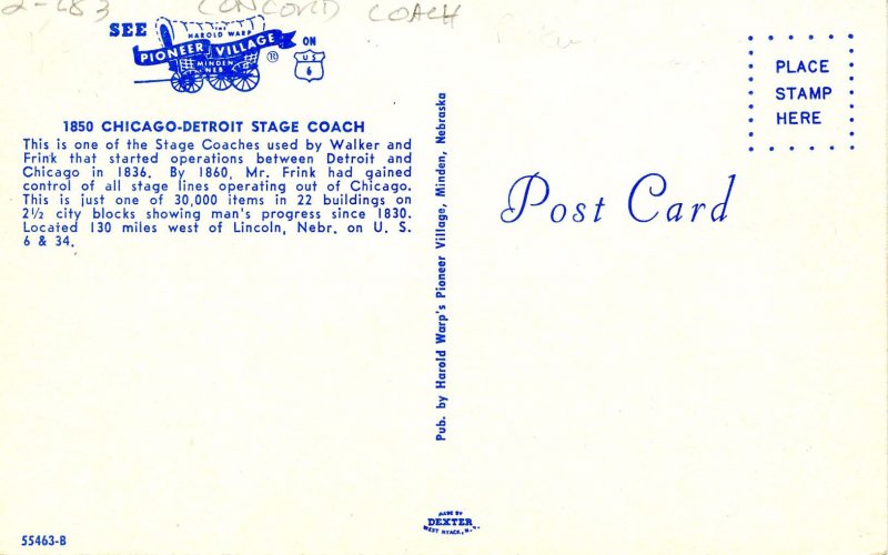 Transportation - Stage Coach from Chicago-Detroit Line