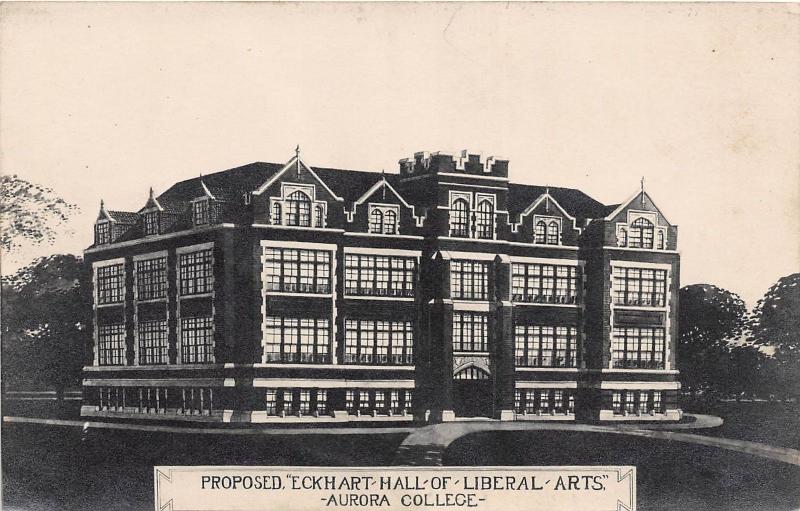 Illinois Il Real Photo RPPC Postcard c1910 AURORA COLLEGE Eckhart Hall Liberal