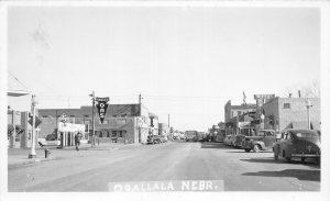 H18/ Oagallala Nebraska RPPC Postcard c40s Autos Gas Station Ditto's Café