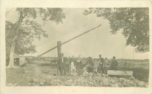C-1910 Rural life primative Fulcrum Crane RPPC Photo Postcard 21-389