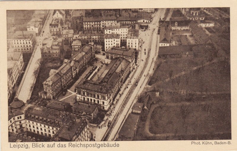 Zeppelin Postcard Germany Aerial View Gustav Eyb - Leipzig Reichspost building