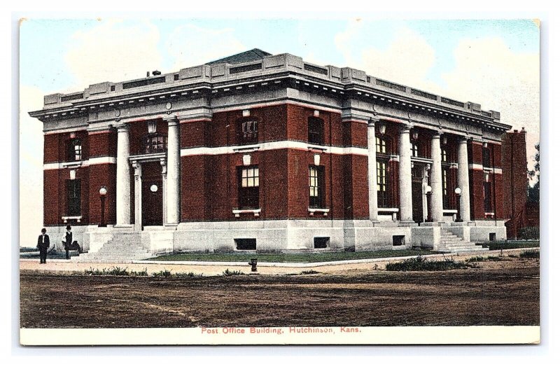 Post Office Building Hutchinson Kans. Kansas c1907 Postcard