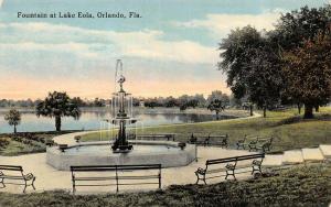 ORLANDO, FL Florida   FOUNTAIN~BENCHES at LAKE EOLA     c1910's Postcard
