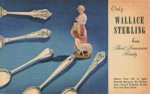 Wallingford CT Wallace Sterling Spoons and Cutlery Linen Postcard