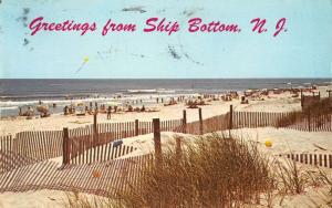 Ship Bottom New Jersey Greetings From beach scene bathers vintage pc Z12936