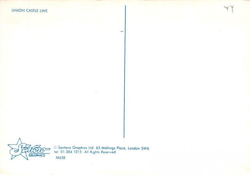 Sterling Castle Union Castle Line Writing on back, missing stamp 