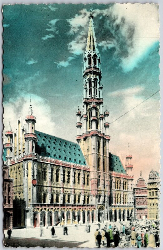 1968 Bruxelles Hotel De Ville Belgium Building Tower Street View Posted Postcard