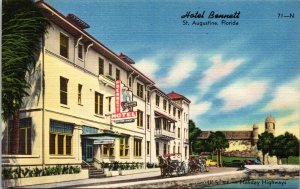 Hotel Bennett St Augustine Florida FL Linen Postcard VTG UNP Tichnor Vintage 