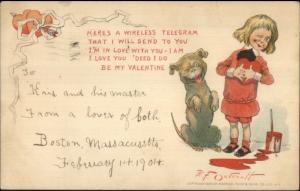 RF Outcault - Buster Brown & Dog TUCK Valentine Postcard