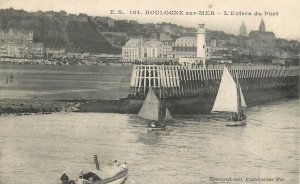 France navigation & sailing topic postcard Boulogne sur Mer port sailing vessel