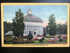 Vintage Postcard 1956 Conservatory at Rose Garden Druid Hill Park Baltimore MD
