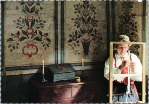 postcard Stockholm Sweden - Skansen - woman working on a loom
