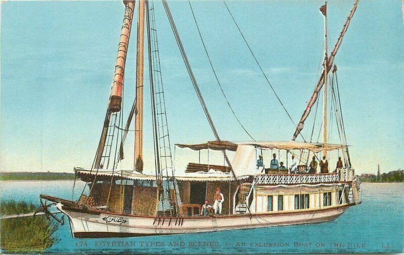 North African Nile Excursion Boat Egyptian #174 C-1910 Egypt Postcard 22-520