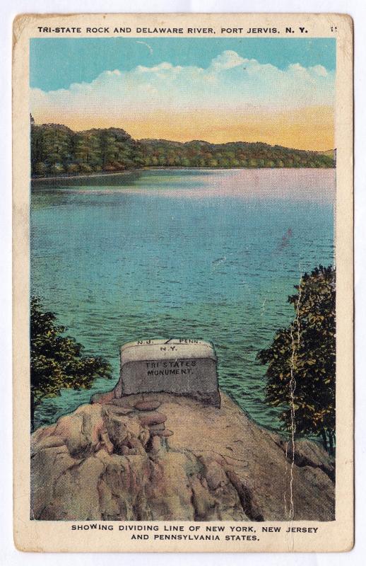 1915-30 Tri-State Rock Monument Delaware River Port Jervis NY NJ