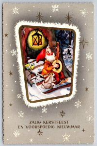 Christmas~New Year Fantasy~Dutch Gnome & Birds Sing w/Mandolin In Door Of Home