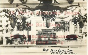 TX, San Antonio, Texas, RPPC, Horn Palace Inn Bar Interior Scene, Taxidermy