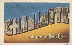 Charlotte, NC, USA Large Letter Town Unused 