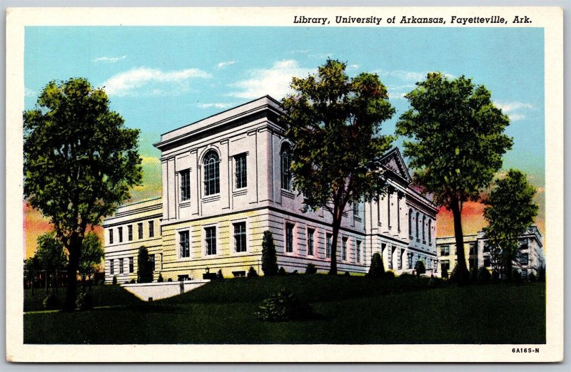 Vtg Fayetteville Arkansas AR Library University of Arkansas Postcard