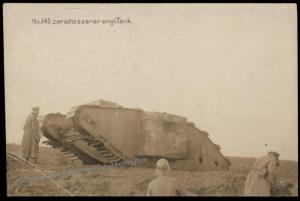 Germany Empire WWI Panzer Destroyed English Tank  RPPC 65357