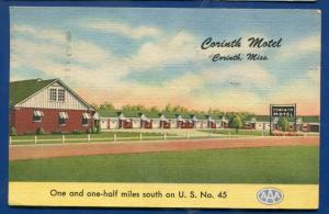 Corinth Motel US 45 Mississippi ms linen postcard